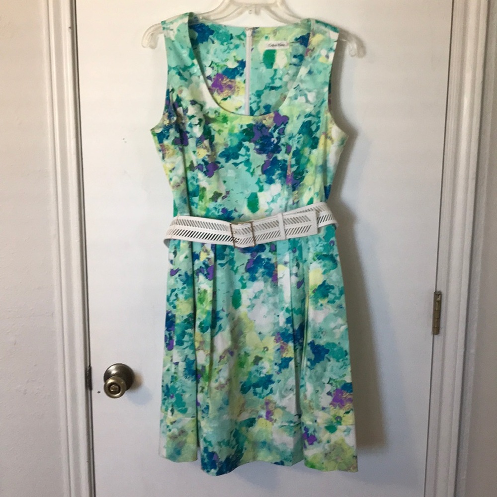 Calvin Klein belted dress, size 12.